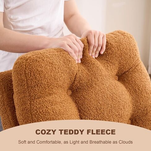Nursery Rocking Chair,Rubber Wood Base Glider Rocking Chair with Adjustable Footrest and Side Pocket,Teddy Fleece Glider Rocker for Living Room, Bedroom (Shaker Fleece, White) in Saudi Arabia
