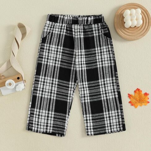 Toddler Kids Baby Boy Girl Gingham Pants Elastic Basic Casual Pockets Long Buffalo Pants Casual Joggers Bottoms in Saudi Arabia