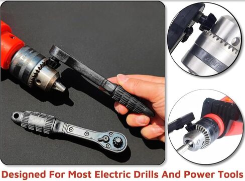 2-in-1 Ratchet Drill Chuck Key Wrench – Universal Chuck Key Replacement Tool for Drill, Compatible with Most Electric Drills and Power Tools in Saudi Arabia