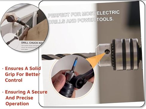 2-in-1 Ratchet Drill Chuck Key Wrench – Universal Chuck Key Replacement Tool for Drill, Compatible with Most Electric Drills and Power Tools in Saudi Arabia