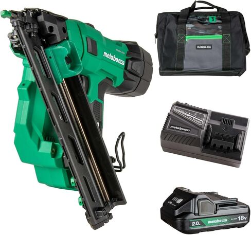 Metabo HPT 18V Multivolt Brushless Pro 15-Ga Ga Angled Finish Dailer Kit ، 15 Gauge Finish Nailer ، أداة طاقة مع بطارية أيون ليثيوم 2.0AH ، 1-1/4 "إلى 2-1/2" ، محرك قوي بدون فرش ، NT1865DAA in Kuwait