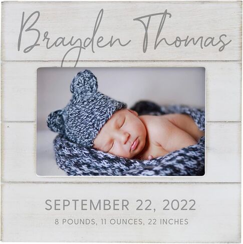 Personalization Universe Personalized Simple and Sweet Baby Shiplap Frame 4x6 Horizontal Picture Frame - Rustic Whitewashed Wood Photo Frame for Newborn, Boy or Girl, Newborn & Family Pictures, in Saudi Arabia