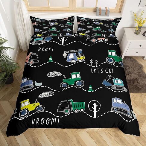 غطاء حاف كرتون Erosebridal Cover Twin for Boys Truck Bedding مجموعة للأطفال الصغار ، و Cofforder Cover Cover Cover Progldozer Set Bedding Bedding ، Navy. in Kuwait