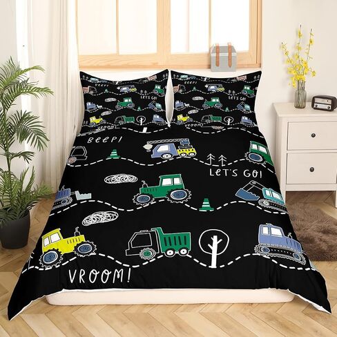 غطاء حاف كرتون Erosebridal Cover Twin for Boys Truck Bedding مجموعة للأطفال الصغار ، و Cofforder Cover Cover Cover Progldozer Set Bedding Bedding ، Navy. in Kuwait
