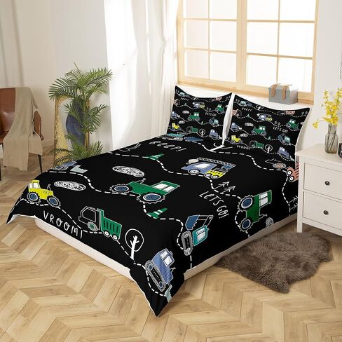 غطاء حاف كرتون Erosebridal Cover Twin for Boys Truck Bedding مجموعة للأطفال الصغار ، و Cofforder Cover Cover Cover Progldozer Set Bedding Bedding ، Navy. in Kuwait