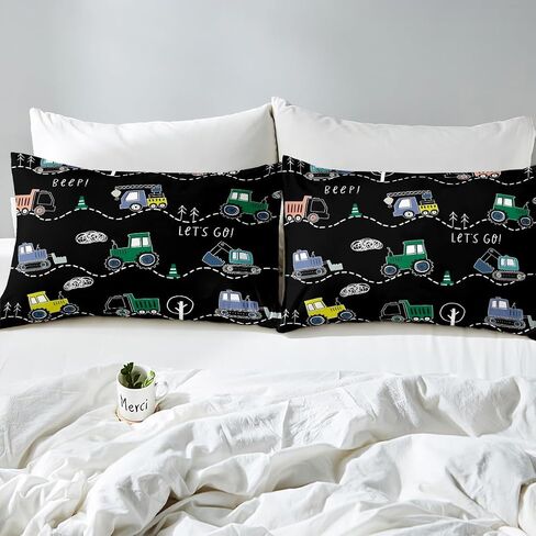 غطاء حاف كرتون Erosebridal Cover Twin for Boys Truck Bedding مجموعة للأطفال الصغار ، و Cofforder Cover Cover Cover Progldozer Set Bedding Bedding ، Navy. in Kuwait
