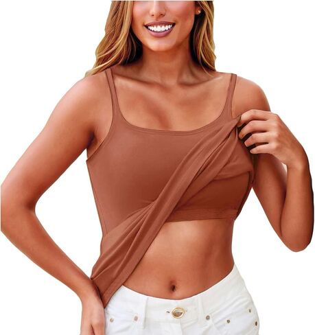 Workout Tank Tops for Women with Built in Bra, Sleeveless Gym Tops Seamless Racerback Athletic Yoga Shirts in Saudi Arabia