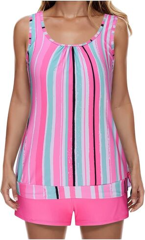 maisdgop Tankini Swimsuits for Women Oversized Two Piece Bathing Suits Striped Modest Swimwear Swim Tank Top with Boyshorts in Saudi Arabia