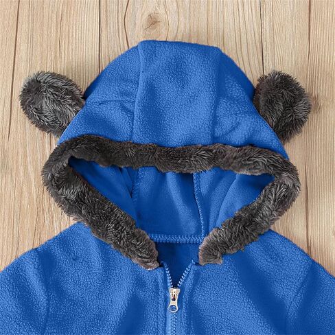 Baby Fleece Bodysuit Snowsuit - Infant Toddlers Boy Girl Hooded Romper Thick Warm Winter Jumpsuit Playsuit Outerwear in Saudi Arabia