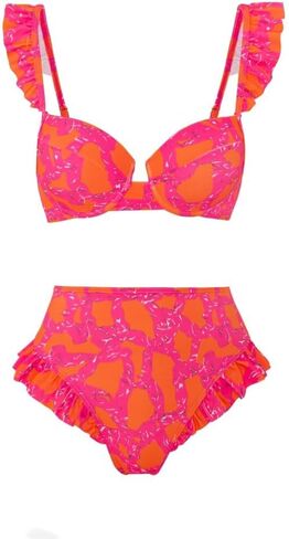 Catalpalev للسيدات المكون من قطعة السباحة طباعة الأزهار ذات الأزهار العالية من بيكيني مجموعة ملابس السباحة الشاطئ in Kuwait