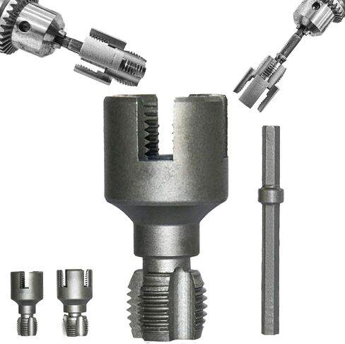 Pipe Thread Cutting Tool, Electric Drill Compatible Pvc Pipe Threader Kit, Thread Trimming and Angle Bolt Repair Tool, Garden Hose Thread Die, 1/2", 3/4" (A) in Kuwait