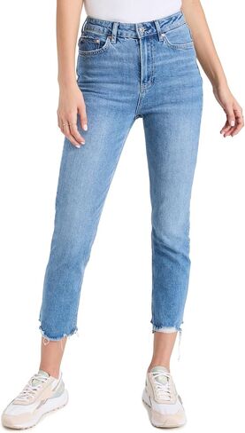 PAIGE Women's Sarah Slim Crop High Rise Stright in Radio Star Disstressed Fly Hem in Saudi Arabia