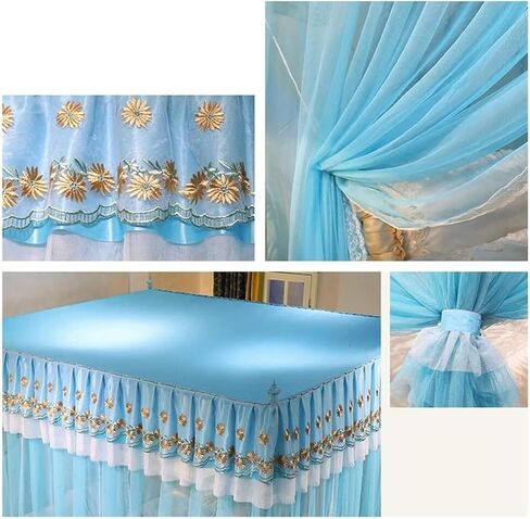 4 Corner Post Bed Canopy Mosquito Net - Easy Installation for Single & Double Beds | Bedroom Decor Bed Curtains(Pink-3,200X220cm/79X87in) in Saudi Arabia