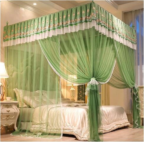 4 Corner Post Bed Canopy Mosquito Net - Easy Installation for Single & Double Beds | Bedroom Decor Bed Curtains(Pink-3,200X220cm/79X87in) in Saudi Arabia