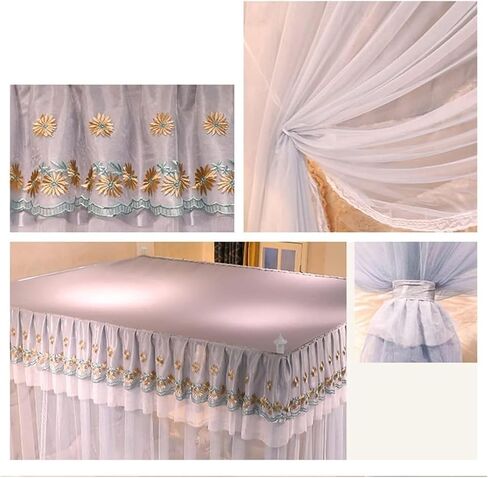 4 زاوية بعد السرير مظلة NET NET - تسهيل التثبيت لأسرة واحدة ومزدوجة | ستائر سرير غرفة النوم (Pink-3،200x220cm/79x87in) in Kuwait