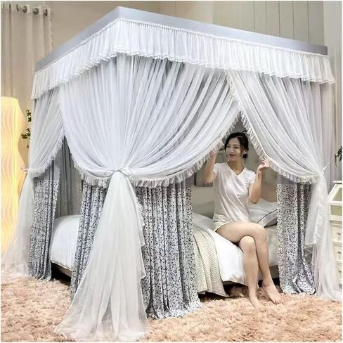 Bed Canopy Mosquito Net for Single & Double Beds - Decorative Curtains for Girls' Bedrooms - Year-Round Use (150/180/200CM)(Smoke Orchid,150x200x200cm) in Saudi Arabia