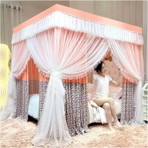 Bed Canopy Mosquito Net for Single & Double Beds - Decorative Curtains for Girls' Bedrooms - Year-Round Use (150/180/200CM)(Smoke Orchid,150x200x200cm) in Saudi Arabia