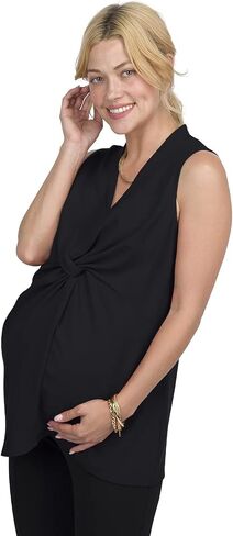 Sleeveless Front-Knot Maternity Top for Women - Lightweight Maternity Work Clothes - Maternity Office Wear - Maternity Tops in Saudi Arabia