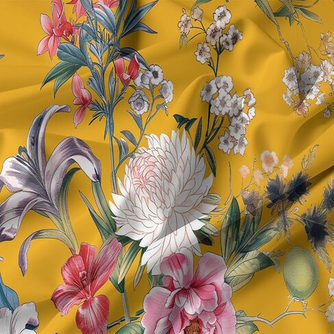Duvet Cover Toddler Size, Reversible 2 Pieces Rural Countryside Floral Duvet Cover Set, Yellow Bedding Set for All Season, Soft and Breathable Microfiber Bedding Set - 42" x 58" in Saudi Arabia