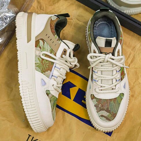 Mens and Womens Anti Slip Thick Soled Skateboard Shoes with Lace Up Low Top Casual Sneakers Comfortable Short Distance Running Shoes Breathable Outdoor Hiking Shoes Fitness Training Shoes in Saudi Arabia
