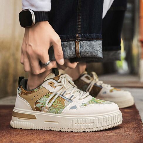Mens and Womens Anti Slip Thick Soled Skateboard Shoes with Lace Up Low Top Casual Sneakers Comfortable Short Distance Running Shoes Breathable Outdoor Hiking Shoes Fitness Training Shoes in Saudi Arabia