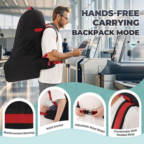 RAINSMORE Padded Car Seat Travel Bag for Airplane Heavy Duty Car Seat Backpack for Air Travel Baby Carseat Cover Bags for Airport Large Car Seats Carrier Fits Car Seats & Booster Seats, Black in Saudi Arabia