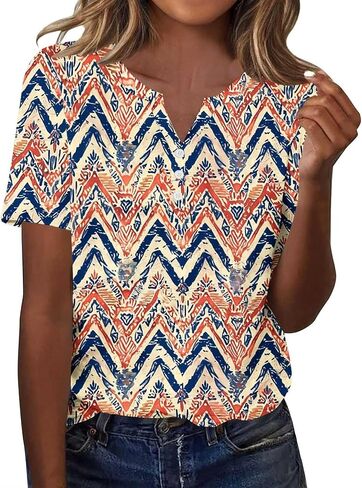 Womens Henley Tops Short Sleeve Loose Fit V Neck Causal Trendy Shirts Elegant Dressy Ladies Blouse Soft Comfy Tees in Kuwait