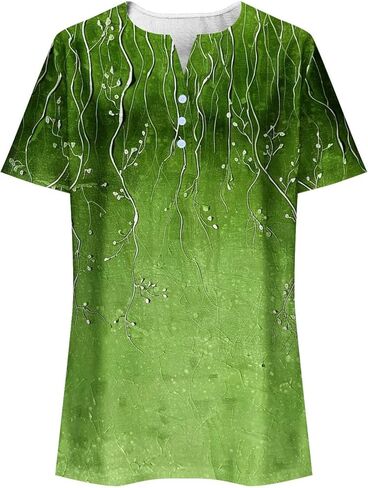 Womens Henley Tops Short Sleeve Loose Fit V Neck Causal Trendy Shirts Elegant Dressy Ladies Blouse Soft Comfy Tees in Kuwait