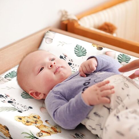 4 Pack Safari Jungle Animals Neutral Unisex Fitted Nursery Baby Sheets Set Toddler Mattress Sheets for Baby Boys or Girls (Crib Sheets) in Kuwait