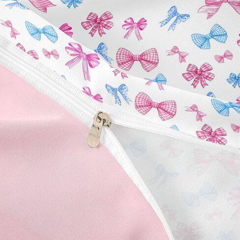 Jejeloiu Pink Blue Bow Cover Cover Cover Cute Bowknot Bedding Set Toddler Size Kawaii Cofforter Cover for Kids Boys Girls Decore Decor in Kuwait
