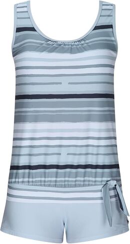 Fartey Womens Swimsuits Tankini من قطعتين طباعة استوائية بدلات الاستحمام البطن in Kuwait