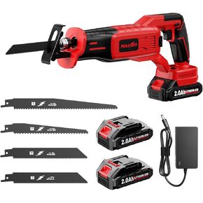 Reciprocating Saw Cordless, Brushless Reciprocating Saw 0-3500 SPM, Cordless Saw with 2 * 2.0Ah Battery & 4 Saw Blades, Battery Powered Reciprocating Saw for Wood/Metal/Plastic Cutting
