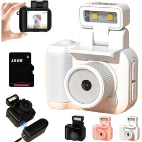 Retroscope Mini Camera, Retro Scope Camera, Portable Mini Digital Camera with 1.4 in LCD Screen, 1080P HD Tiny Nostalgia Cam with 6 Filters, 90° Flip Flash (64GB,White)