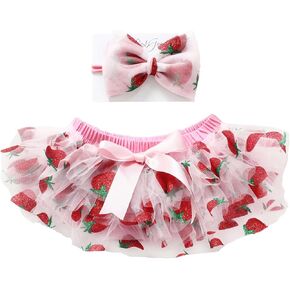 Baby Girl Strawberry Tutu Diaper Cover Sets Pink and Red for infant Baby Girls and Toddlers Cake Smash Photo