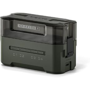 Tilta NP-FZ100 Portable Charging Station - Green | Charge 4 Batteries w/USB-C PD 45W Fast Charge | Safe for A6600, A6700, A7C, A7III, A7IV, A7RIII/IV, A7S Il, FX3,FX30,A1,ZV-E1