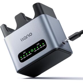 llano 20W LP-E6P LP-E6NH Battery Charger: Fast Dual Slot for Canon Camera Batteries EOS R5/R6/R7 Mark Il, 5D/6D/7D Mark Il/llI/IV, 60D/70D/80D/90D, USB-C, LED, Durable CNC Aluminum