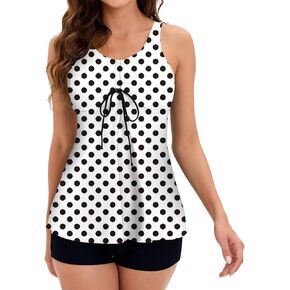 Swim Suits for Women 2025 Blouson Tankini Bathing Suit Tops Modest Two Piece Swimsuits with Shorts Floral Swimwear