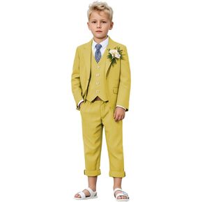 3 Piece Formal Tuxedo Suit for Kids Notch Lapel Toddler Suit for Boys Ring Bearer Outfit