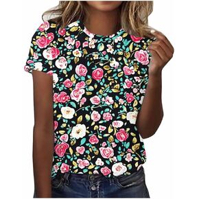 Womens Short Sleeve Tops Dressy Casual Summer Plus Size Tunic Shirt Camp Outdoors Hiking Tshirts Loose Fit Tees