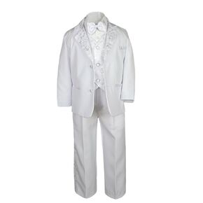 Leadertux 5pc Baby Toddler Teen Boy White Suits Suits Tuxedo Paisley Lapel S-20 (10)