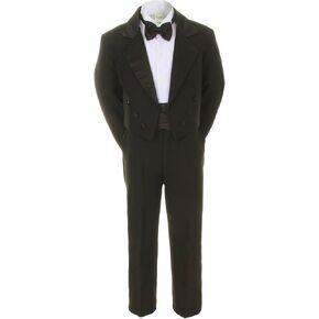 Boys Suits Black Tuxedos Outfits Tail Bow Tie Cummerbund Sets Baby Teens
