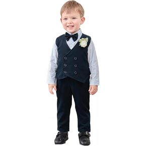 Stylish Baby Boy Outfits Infant Tuxedo Set with Dress Shirt Vest and Pants for Formal Occasions