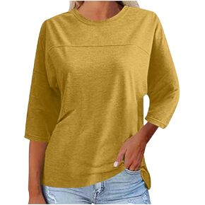 Womens 3/4 Sleeve Summer Tops Casual Loose Fit T-Shirts Spring Tops Trendy Dressy Elegant Blouse Business Tunic
