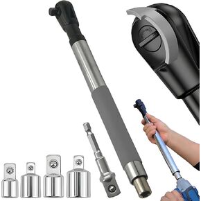 Offset Extension Wrench Impact – Electric Ratchet Wrench, Multifunctional & Durable Power Ratchet Wrenches, Chain Drive Wrench Extender, Dual-Mode Torque Control, Compatible with 1/2" Sockets (1Kits)