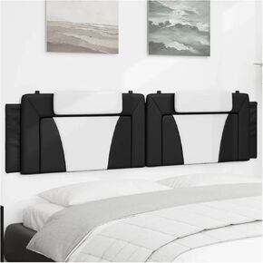 Headboard Cushion Black and White 76" Faux Leather Foam-Filling Material 374826