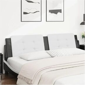 Headboard Cushion White and Black 76" Faux Leather Foam-Filling Material 374895