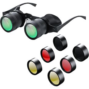 Professional Hands-Free Binocular Glasses for Fishing, Bird Watching, Sports, Concerts, Theater, Opera, TV & Sightseeing with 3 Color Filters & Green Film Optics - Opera Glasses for Adults (A)