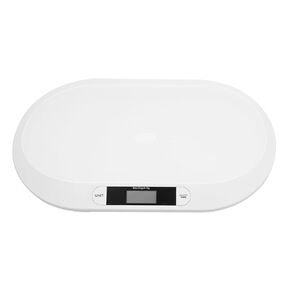 Digital Baby Scale, White, ABS Plastic, 20kg/44lbs Capacity, LCD Display, Auto Shut-Off, Tare Function, Multi-Unit Measurement, 21.65x12.59x1.06 Inch