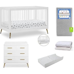 Delta Children Sloane 4-in-1 Acrylic Convertible Crib - Greenguard Gold Certified, Black/Bronze