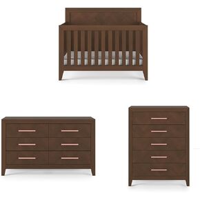 Child Craft Kieran Crib, Double Dresser and Chest Nursery Set, 3-Piece, Includes 4-in-1 Convertible Crib, Dresser and Chest, Grows with Your Baby (Toasted Chestnut)